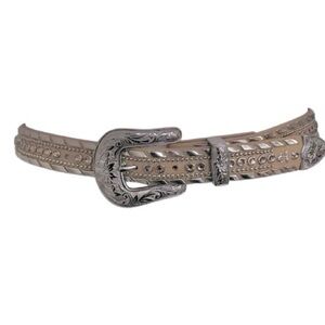 Stunning Designer Kippys Swarovski Rhinestone Tan Leather Belt Country Western